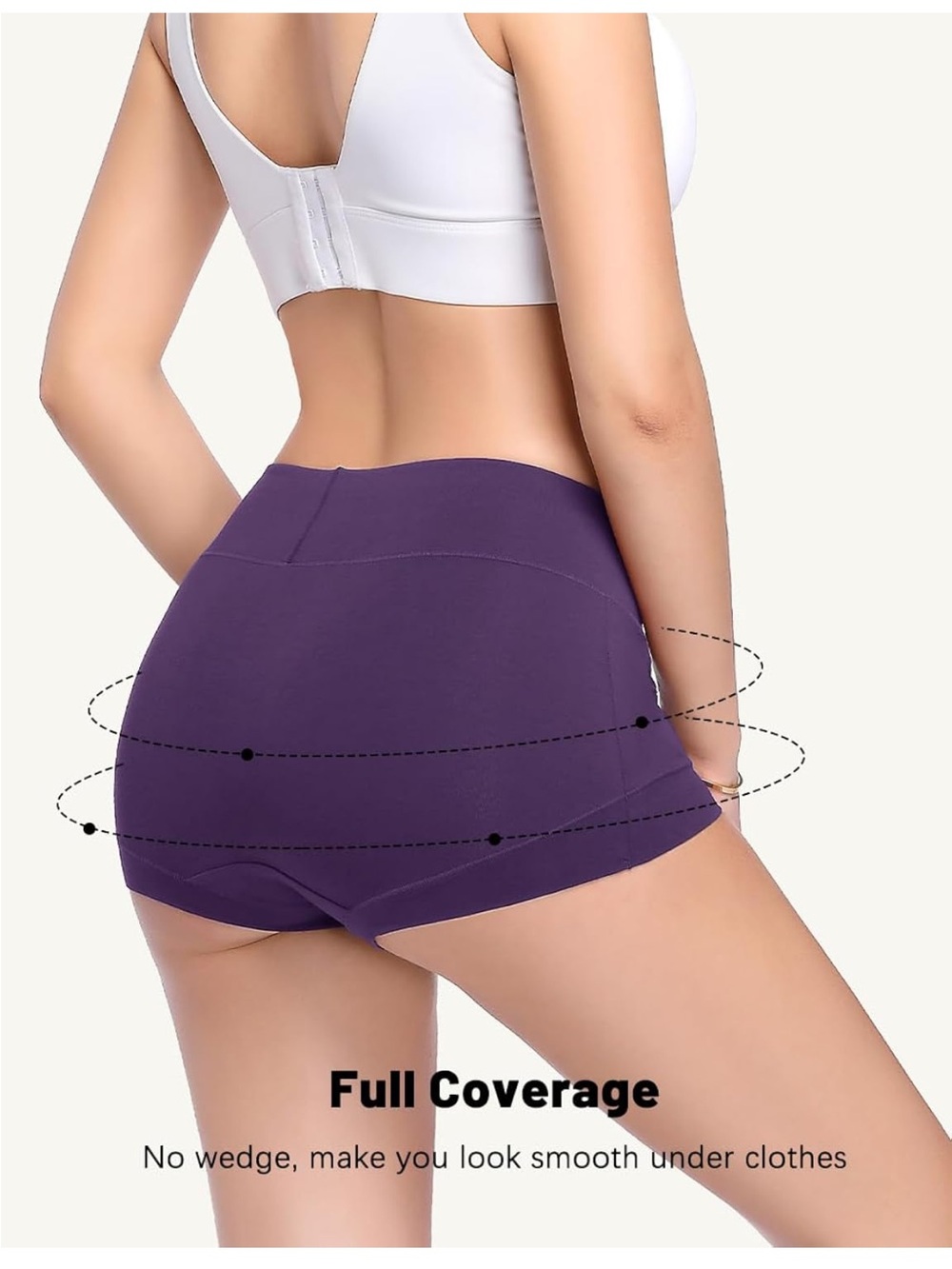 Molasus Womens High Waist Cotton Boyshort Underwear 5-Pack Small Multicolor NEW - Picture 3 of 10